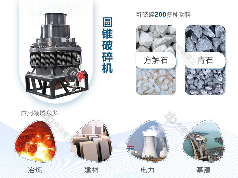 圓錐破能處理多種物料，且應(yīng)用領(lǐng)域廣泛